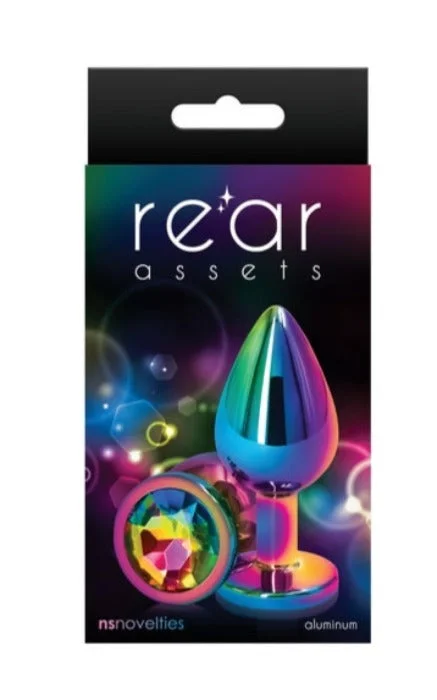 Anal toys with twist vibe-Rear Assets Mulitcolor ''Small'' Anal Butt Plug -Rainbow Gem