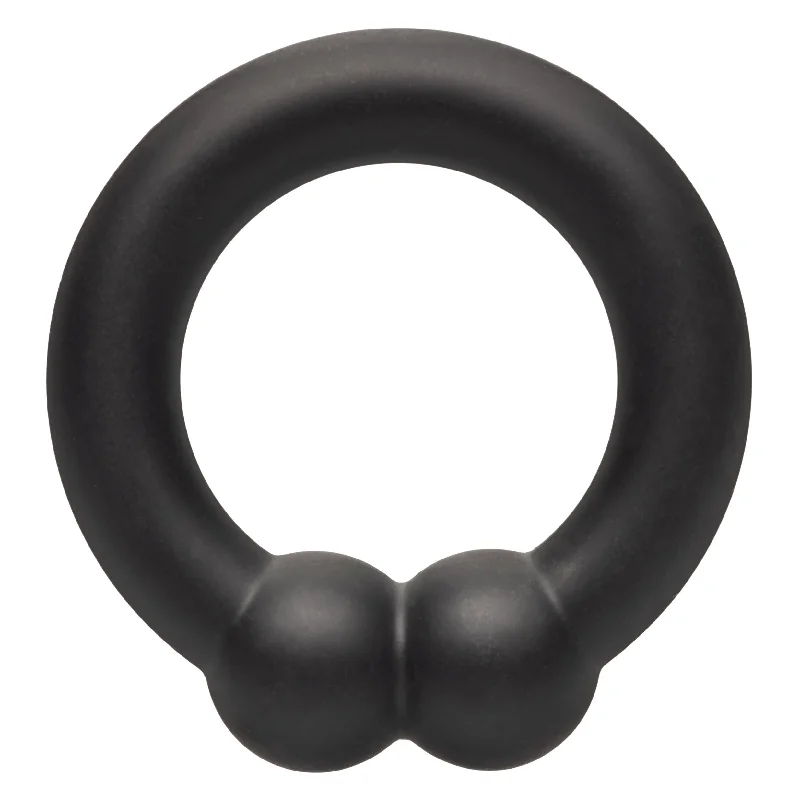 cock ring with bumpy play-Alpha Liquid Silicone Muscle Ring - Black