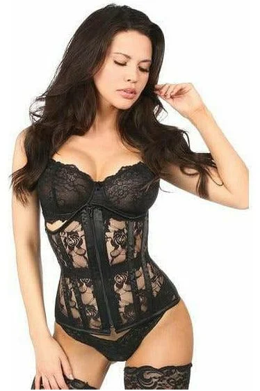 corset top with slits-Lavish Sheer Lace Under Bust Corset