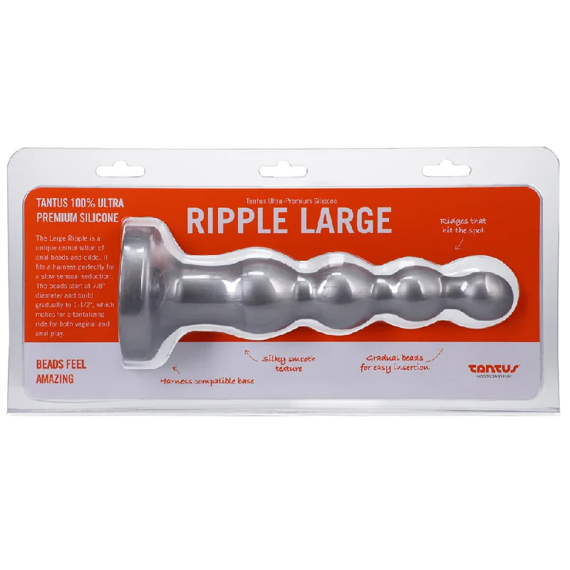 Anal toys with sleek joy-Tantus Ripple Large 8 in. Anal Beads Dildo Medium-Firm Silver