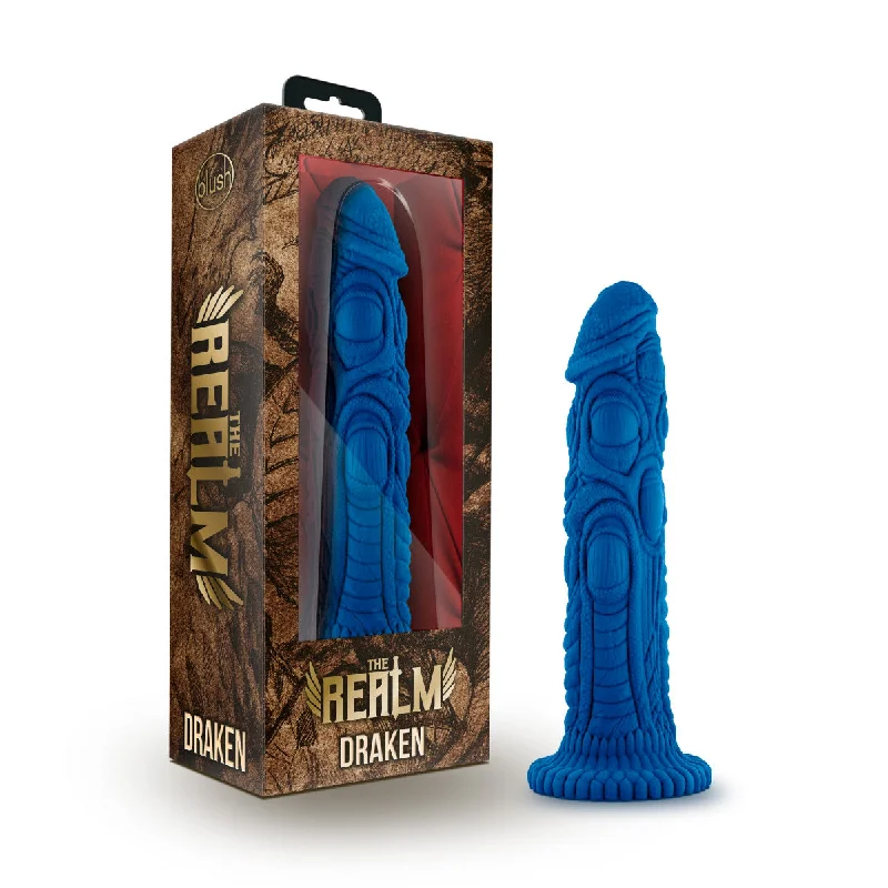 realistic glass yellow dildo-Blush The Realm 7.5-Inch Blue Dildo With Suction Cup Base