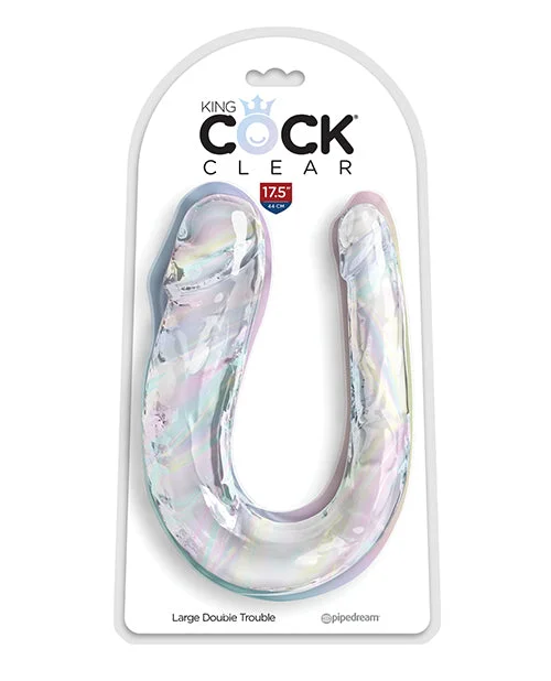 fantasy rubber veined dildo-King Cock Clear Large Double Trouble Dildo - Clear