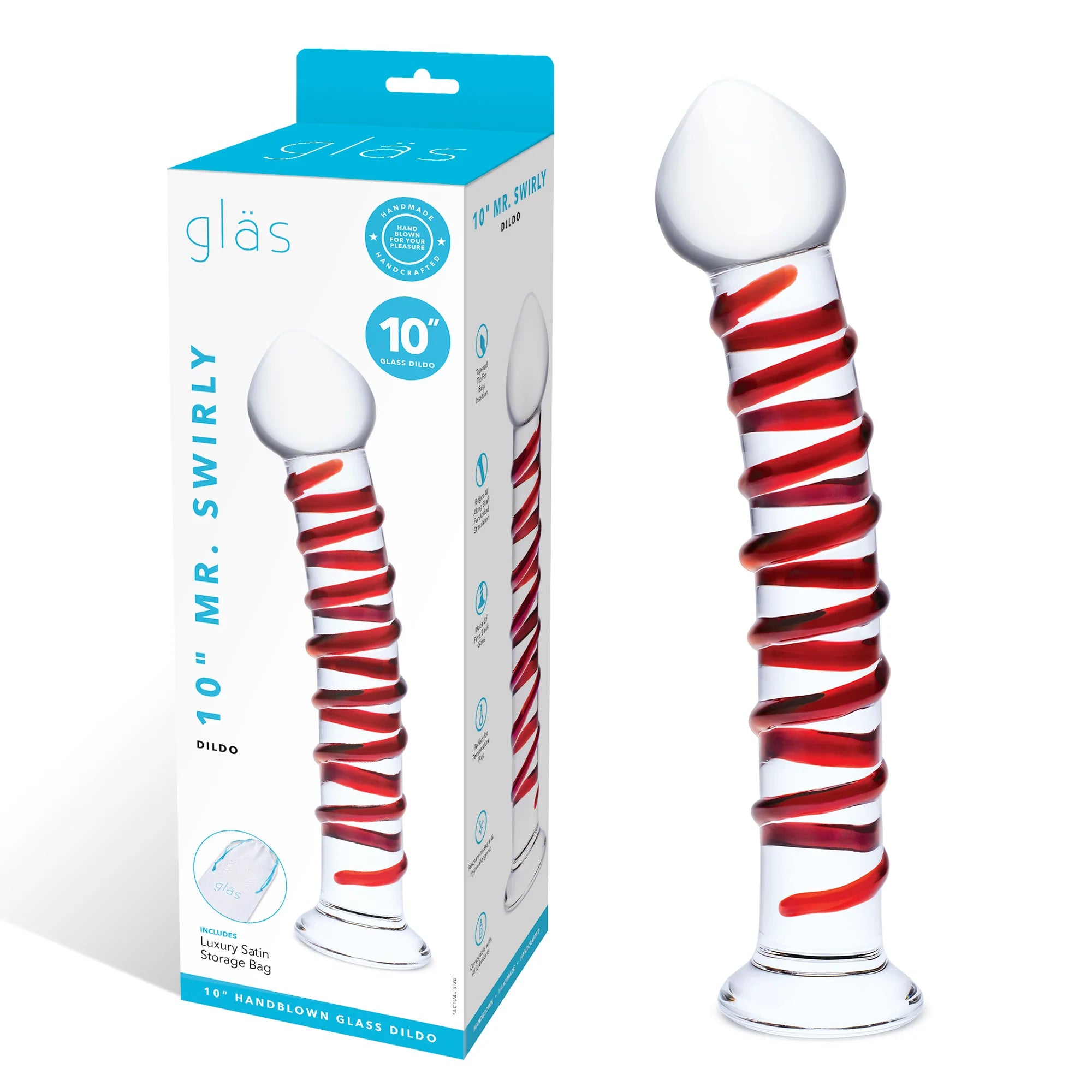 veined rubber orange dildo-Mr. Swirly Glass Dildo 10" by Glas