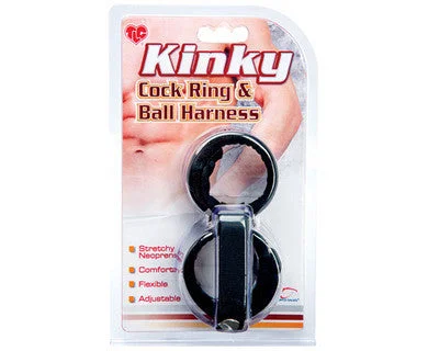 cock ring with green finish-Tlc Kinky Cock Ring And Ball Harness - Neoprene