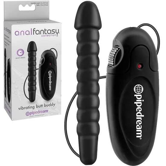 Anal toys with Bluetooth-Pipedream Anal Fantasy Collection Vibrating Butt Buddy Silicone Anal Dildo 5 inch Black