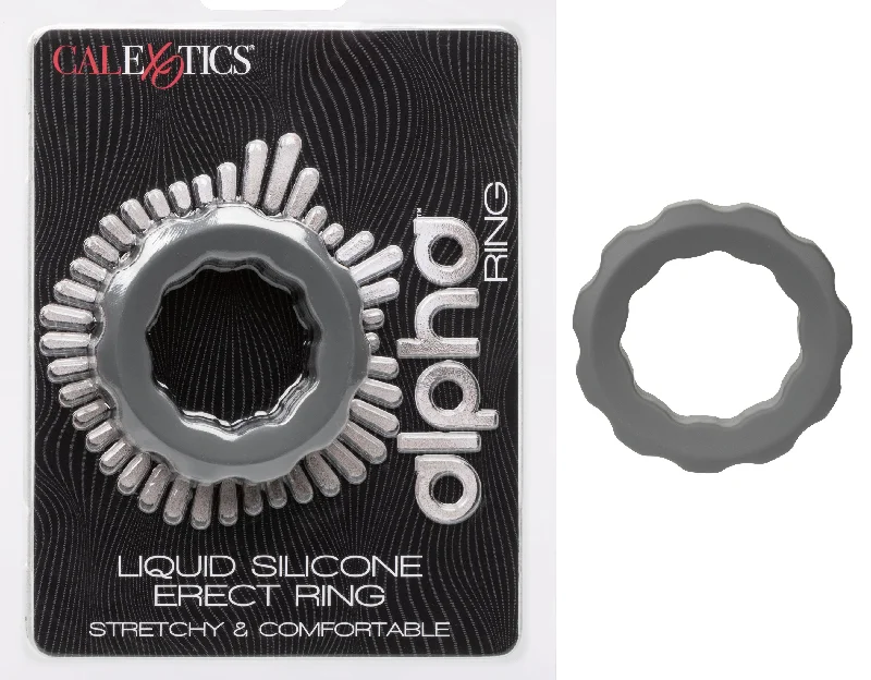 cock ring for starter vibes-Alpha Liquid Silicone Erect Ring - Gray