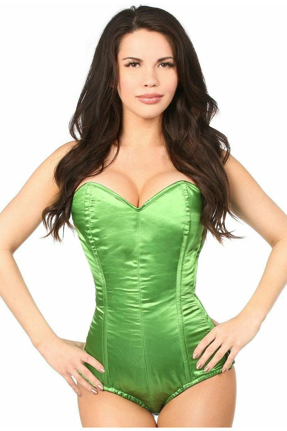 corset top with studs-Lavish Satin Corset Romper