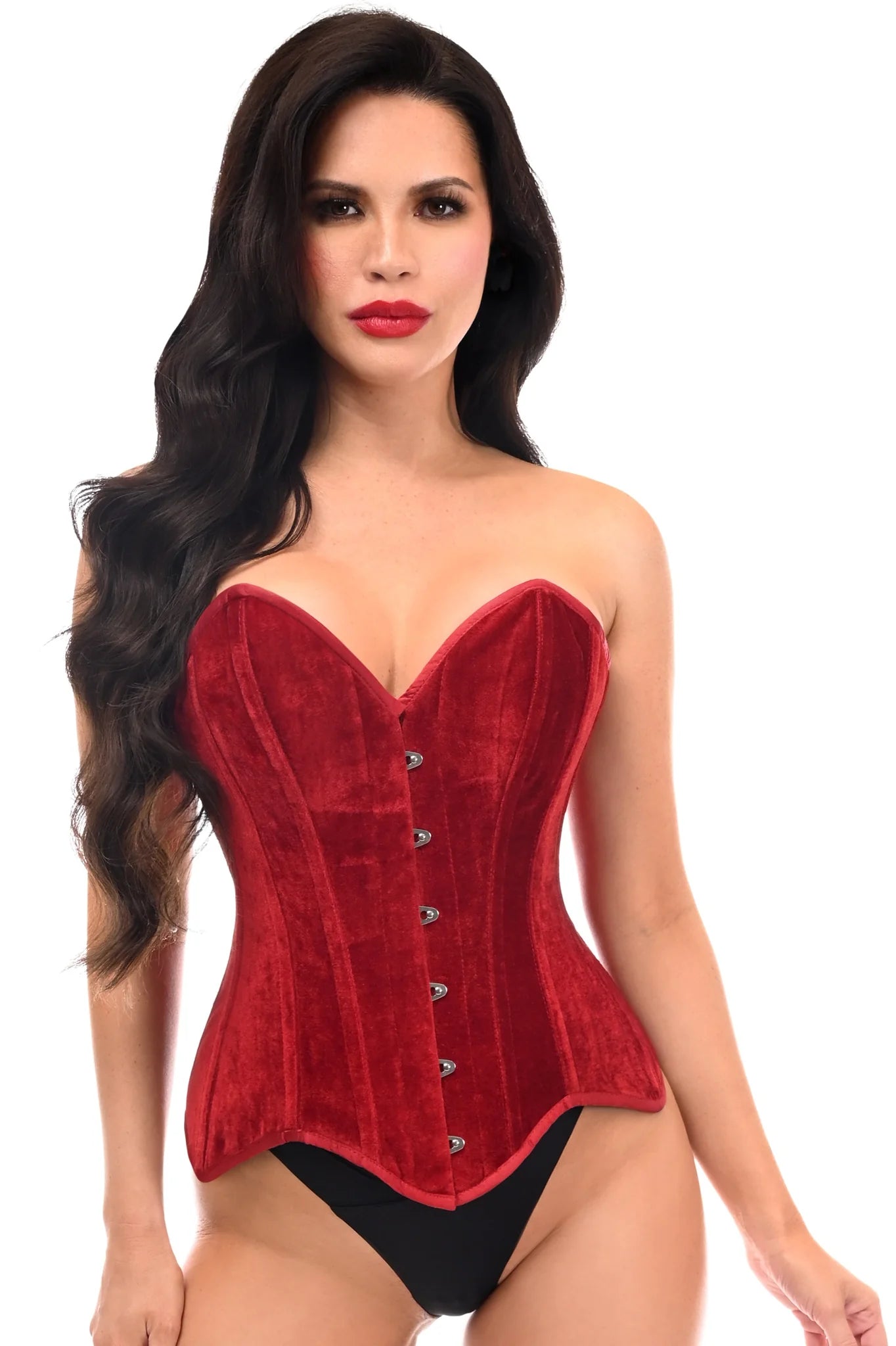 corset top soft jade-Queen Top Drawer Velvet Steel Boned Overbust Corset