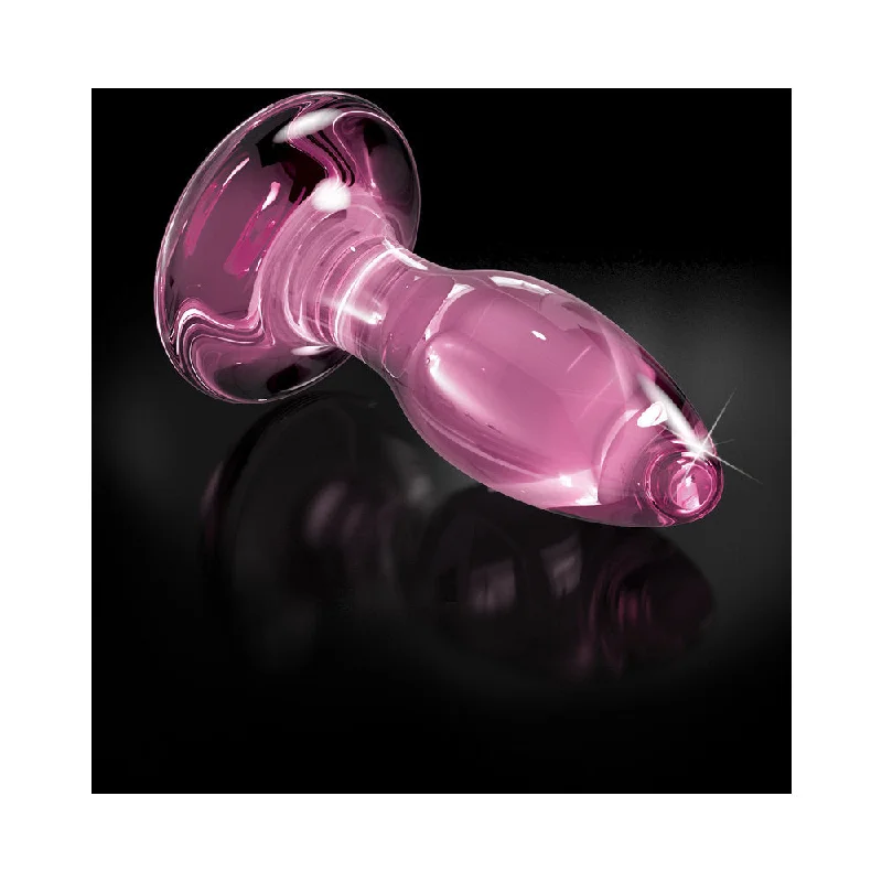 Anal toys with neat calm-Icicles No. 90 - Glass Suction Cup Anal Plug - Pink