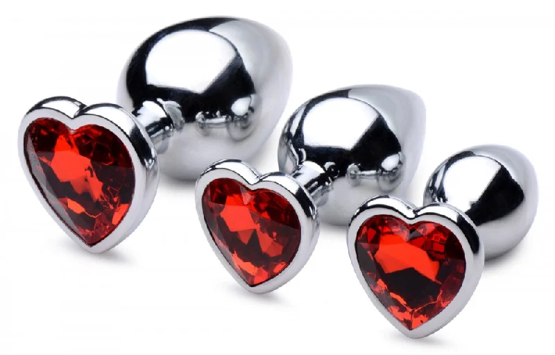 Anal toys for fast drop-Red Heart Gem Anal Plug Set