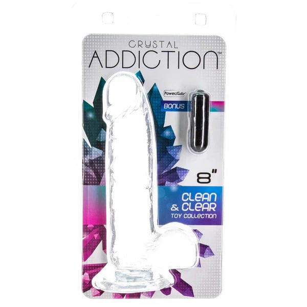 thin silicone straight dildo-Dildo - Addiction - Crystal Addiction dildo de 8 pouces avec testicules