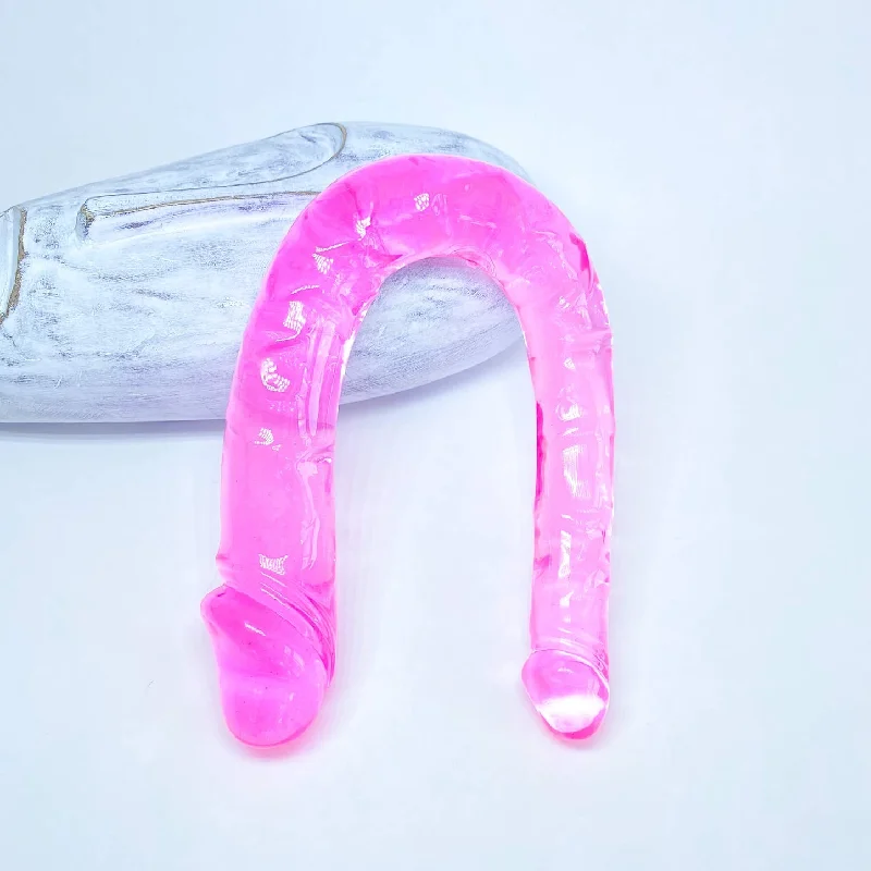 ribbed silicone straight dildo-Double Penetration Jelly Dildo