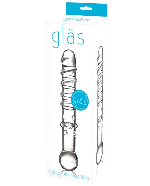 veined silicone thin dildo-Glas Callisto Glass Dildo - Clear