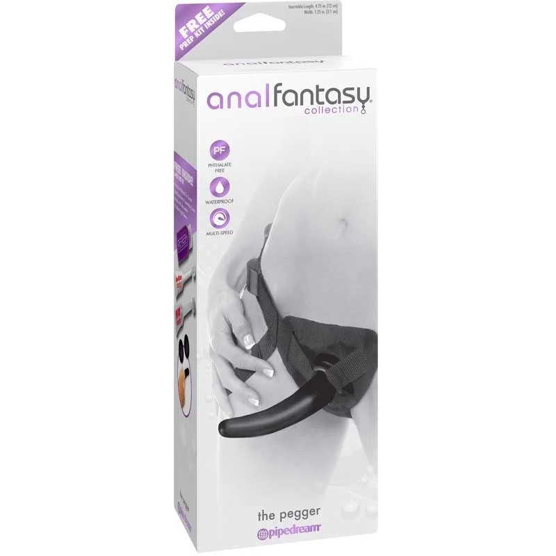 Anal toys with steady vibe-Anal Fantasy Collection The Pegger 5 in. Dildo & Adjustable Strap-On Harness Set Black