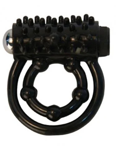 cock ring for body strength-Vibrating Double Cock Ring - Black