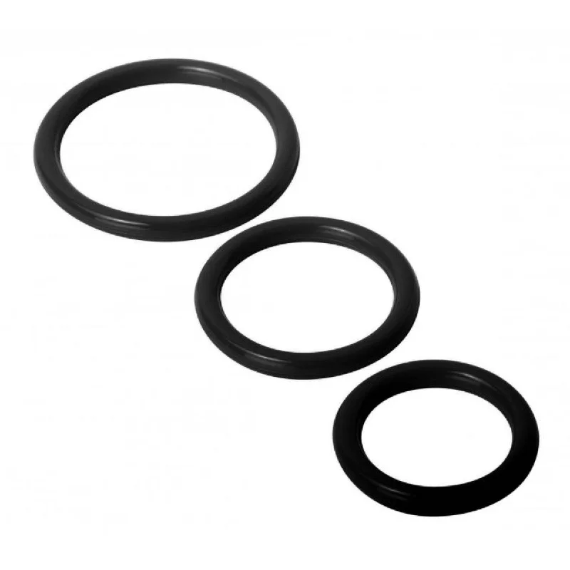 cock ring with eco joy-Trinity For Men Penis Rings Set Of 3 Silicone Black