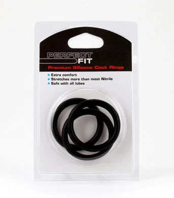 cock ring with soft play-Premium Silicone Cockrings  - Large 3-pack - Black