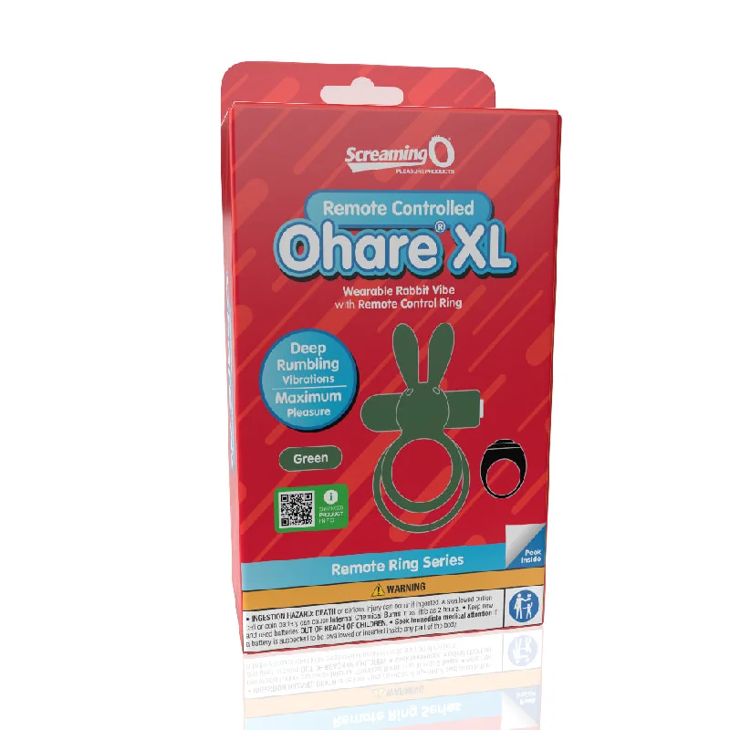 cock ring with safe fun-Screaming O Remote Controlled Ohare XL Vibrating  Ring - Green