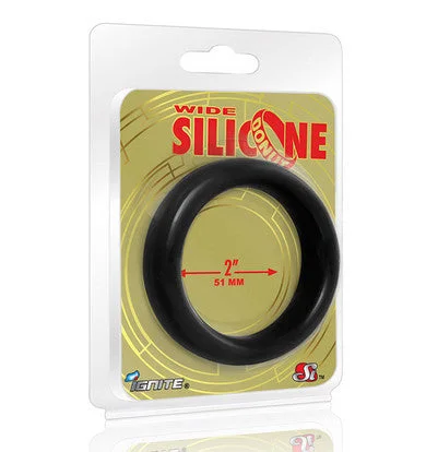 cock ring for hot play-Wide Silicone Donut - Black - 2-Inch Diameter