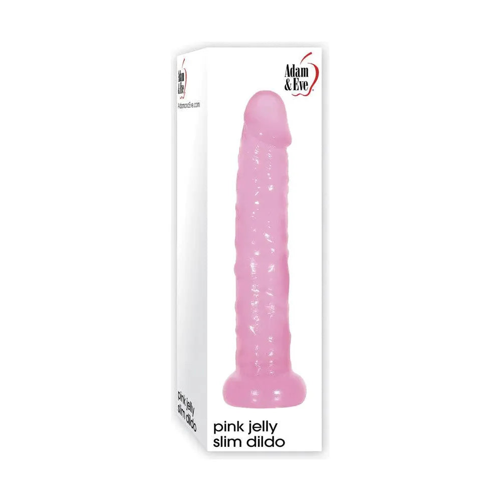 large silicone thin dildo-Pink Jelly Slim Dildo 6" by Adam & Eve