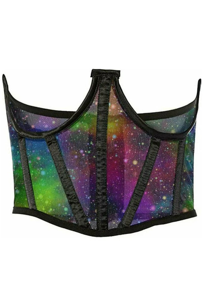 corset with denim trim-Rainbow Animal Mesh Underbust Corset