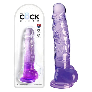 smooth glass green dildo-King Cock Clear Dildo With Balls 8" by Pipedream Products®