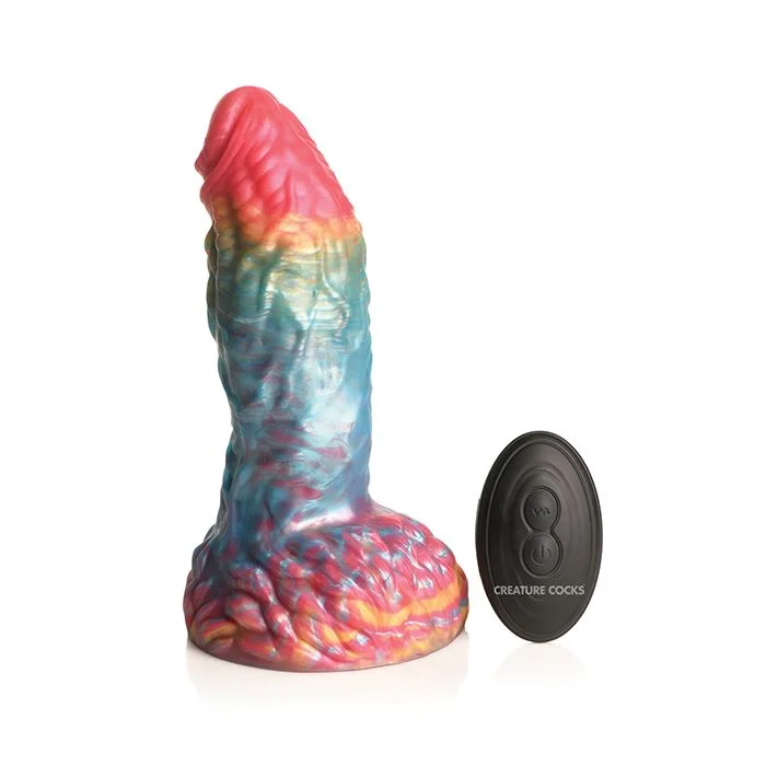 bumpy glass thick dildo-Rainbow Phoenix Vibrating Dildo with Remote Control