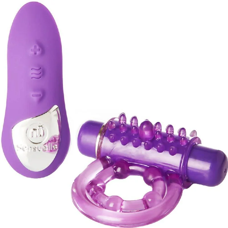 cock ring with non-slip fun-Nu Sensuelle Remote Control Bullet Ring 15 Function Cock Ring Purple