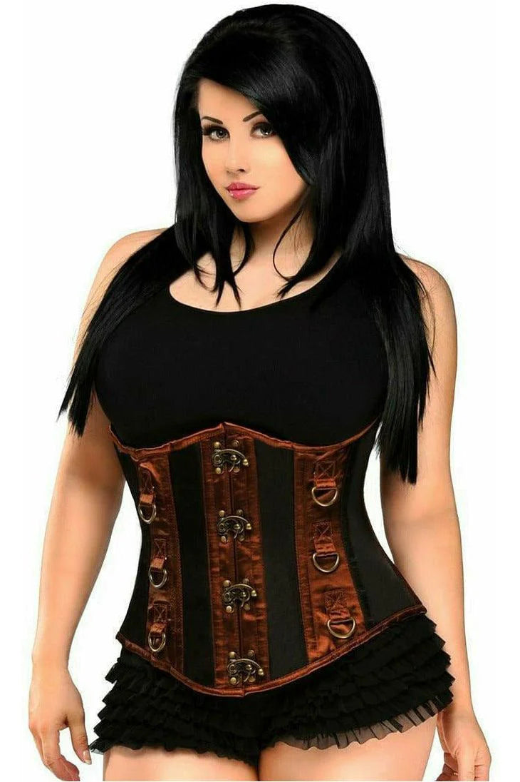 corset with back applique-Steampunk Steel Boned Underbust Corset Small