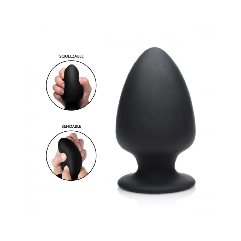 Anal toys for free thrill-Squeezable Large Anal Plug - Black