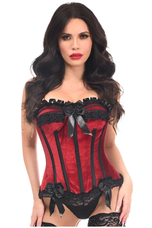 corset with back panels-Top Drawer Velvet Burlesque Steel Boned Corset