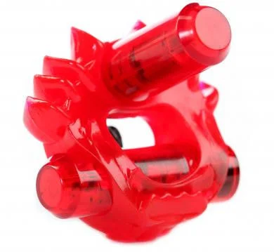 cock ring with small bag-Crossbones The Flame Thrower - Double Bullet - Red