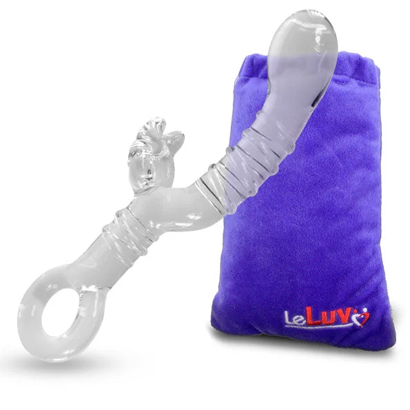 textured silicone silver dildo-LeLuv Bulb Head Rabbit Shape Curved Shaft with Swirls Circle Ring Handle