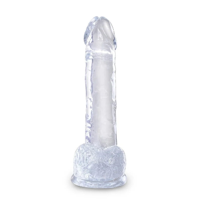 soft silicone lifelike dildo-King Cock Clear 7 In Cock W- Balls