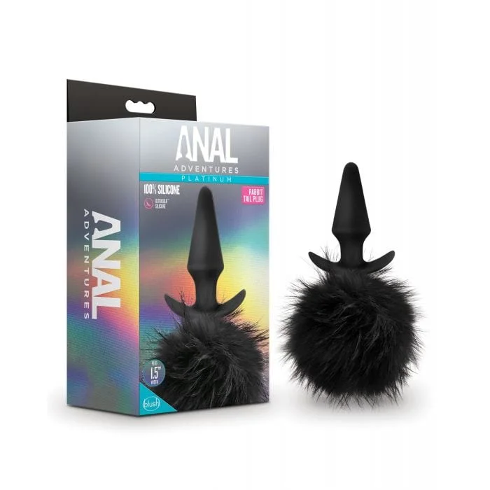 Anal toys for calm vibes-Blush Novelties - Anal Adventures Platinum Rabbit Tail Anal Plug (Black)