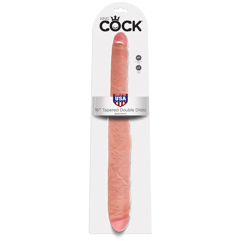 flexible silicone fantasy dildo-King Cock Tapered Realistic Double Dildo 16" by Pipedream®