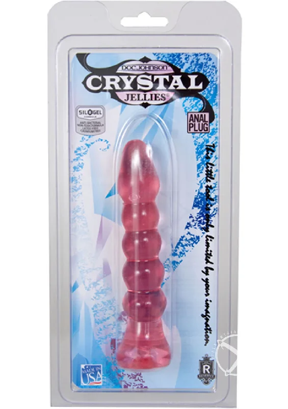 Anal toys with sure hold-Crystal Jellie Anal Plug 6 Pink