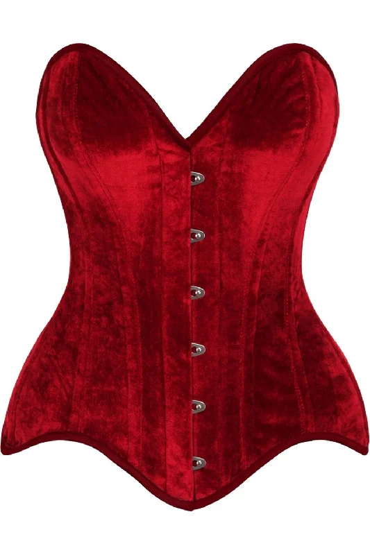 corset top blush silk-Top Drawer Velvet Steel Boned Corset