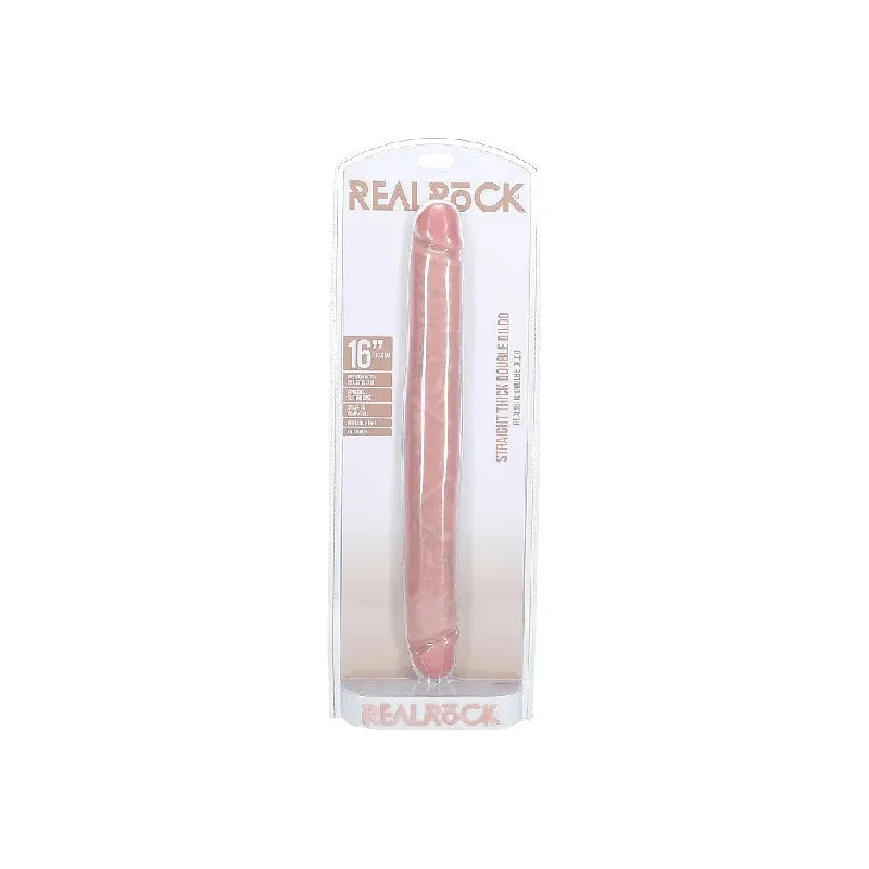 curved glass thick dildo-Realrock Thick Double Ended Realistic Dildo 16" by Shots