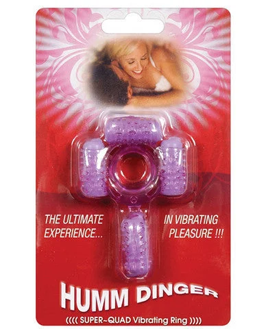 cock ring for intimate vibes-Humm Dinger Super Quad Vibriating Ring - Purple