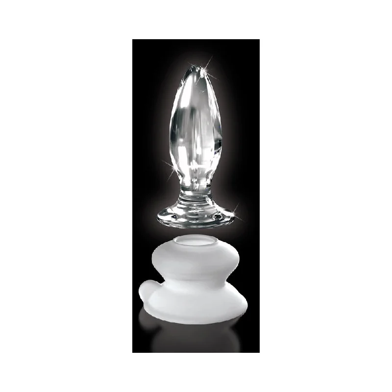 Anal toys with silk calm-Icicles No. 91 - Glass Suction Cup Anal Plug - Clear