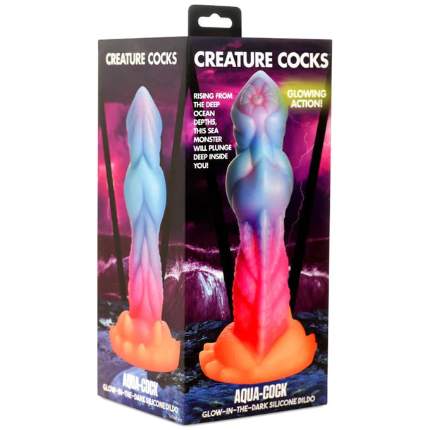 firm glass straight dildo-Aqua Cock Creature Cocks Dildo by XR