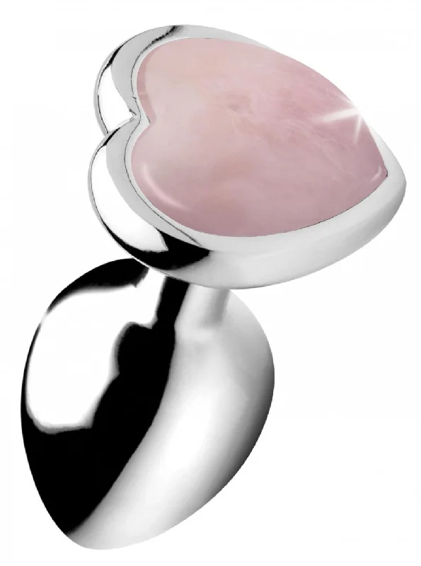 Anal toys with soft rims-Authentic Rose Quartz Gemstone Heart Anal Plug