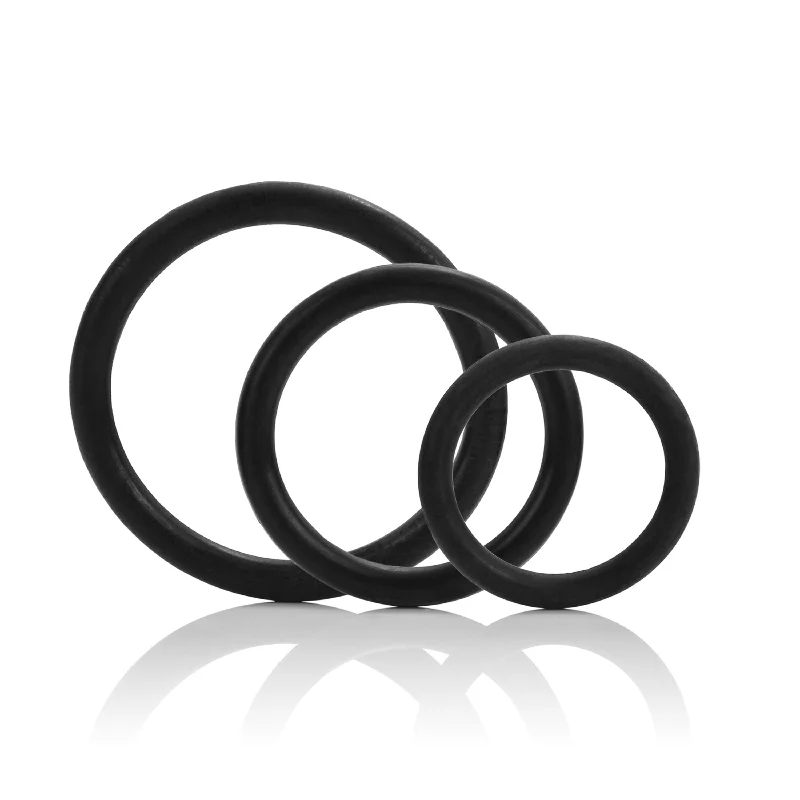 cock ring for couple play-Tri-Rings - Black