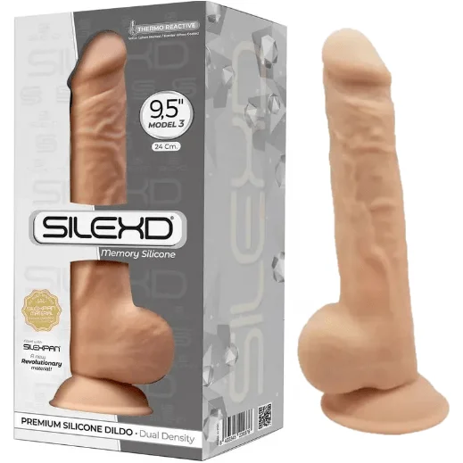 textured glass lifelike dildo-Dildo - SilexD - Model 1 - 9.5 pouces avec testicules