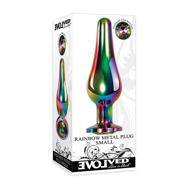 Budget anal toys packs-Evolved - Rainbow Metal Anal Plug Small (Silver)