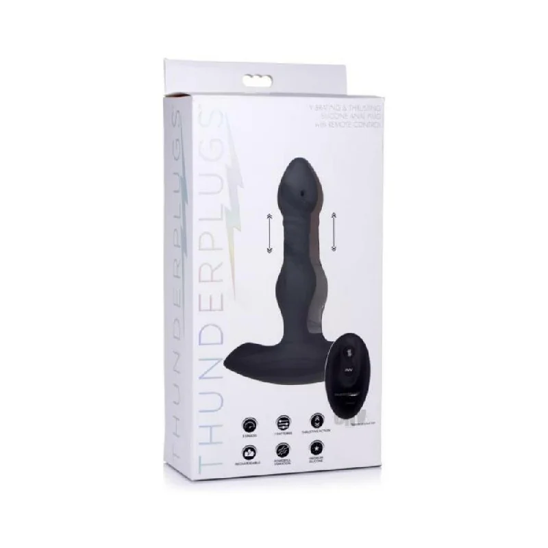 Anal toys for newbie joy-Vibrating And Thrusting Remote Control Silicone Anal Plug