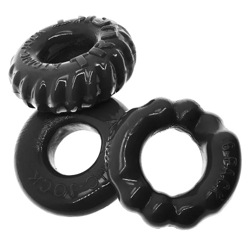 cock ring with gentle buzz-Oxballs Bonemaker 3-Pack Boner Cockring Kit Black