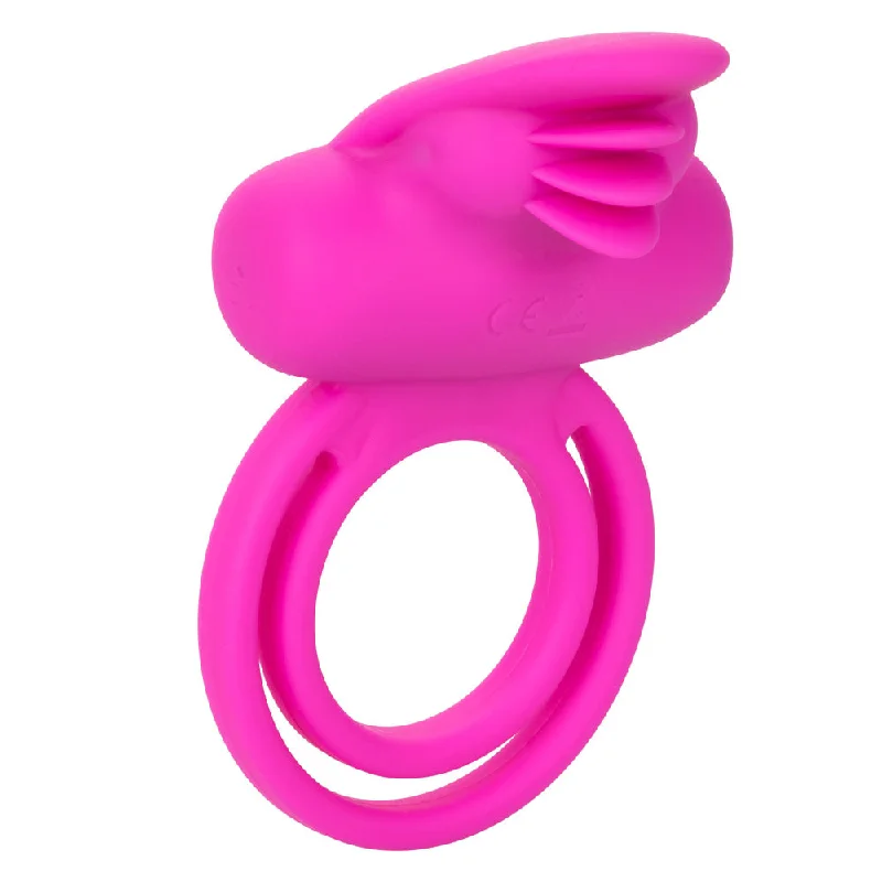 cock ring with quiet play-Silicone Rechargeable Dual Clit Flicker Enhancer