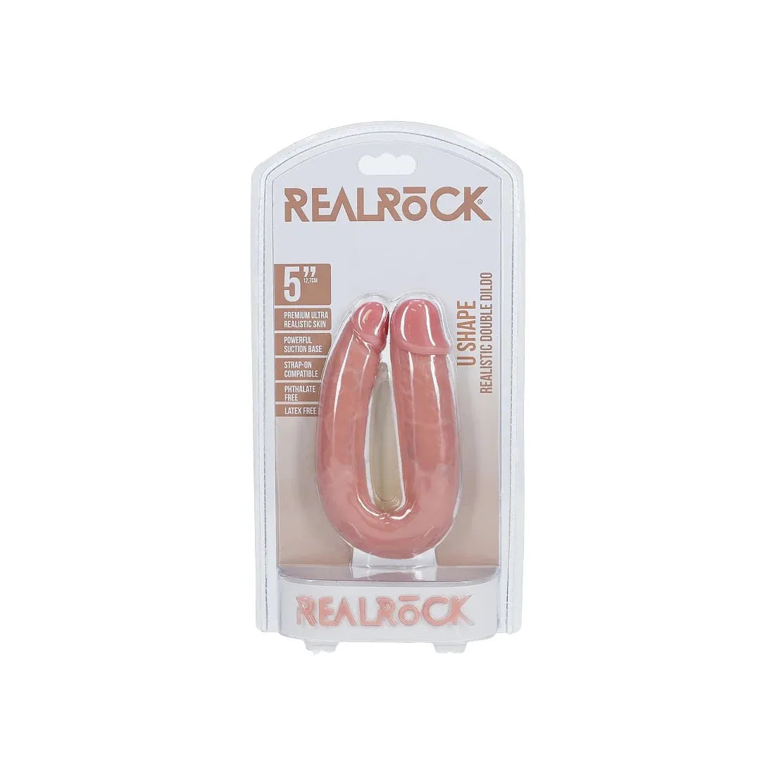 bumpy glass glossy dildo-Realrock U Shaped Double Ended Realistic Dildo 5" by Shots